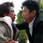 Two of Japan's best actors, Tatsuya Fujiwara and Takashi Osawa, in Takashi Miike's Shield of Straw