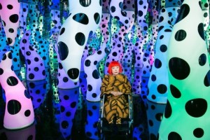 Yayoi Kusama with Love Is Calling"(2013) installed as part of the artist’s inaugural exhibition I Who Have Arrived in Heaven at David Zwirner Gallery, on view through Dec. 21. (Will Ragozzino)