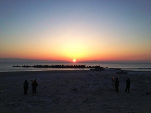 Sunrise over Iwaki: A local pre-dawn commemorative service took place on March 8, 2014, which included taiko performances and ended with the sunrise over the Pacific. (Alexandrea “Xan” Wetherall)