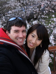 Paul and Joy at hanami at Wakayama Castle.