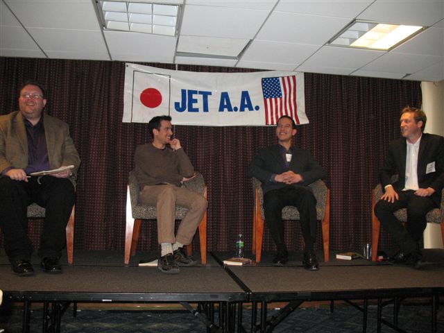Randall David Cook (Fukui-ken, 1991-93), Rob Weston (Nara-ken, 2002-04), Roland Kelts (Osaka-shi, 1998-99) and James Kennedy (Nara-ken, 2004-06) discuss their writing