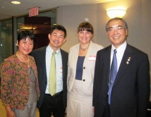 At right, Governor Hodo Nakamura of Nagasaki Prefecture with Kyushu Battenkai members in New York, September 2012. (Mark Flanagan)