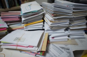 Zanutig's apartment full of letters.