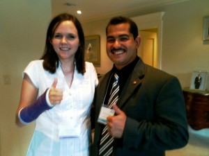Clare Grady and William Collazo representing 15 years of JET at the Pre-Departure Orientation, Florida, 2012.