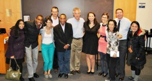 Taylor Anderson Memorial Fund founder Andy Anderson (center) with members of the JET Alumni Association of New York at Columbia University, Oct. 30, 2013. (Courtesy of JETAA New York)